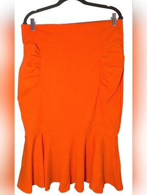 NWOT Blue Leopard Orange Ruched Mermaid Pencil Skirt 2X